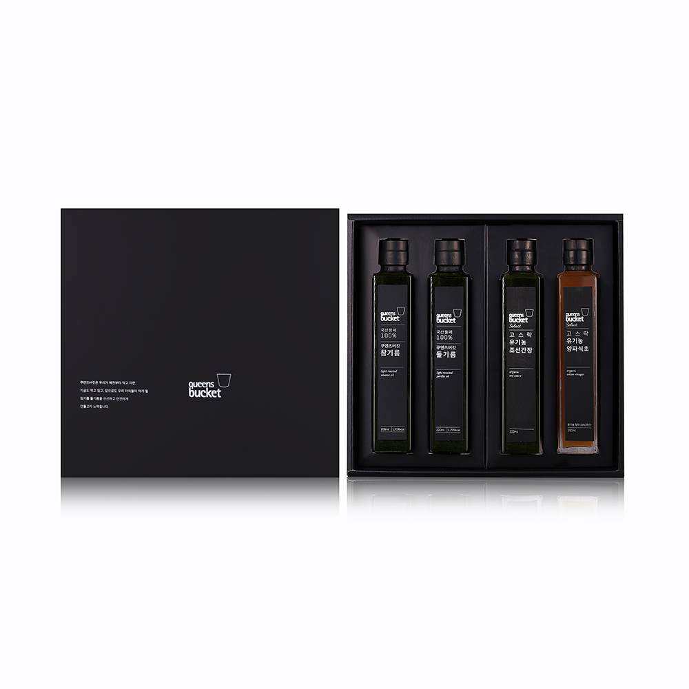 (백화점 판매용)[쿠엔즈버킷]
참기름 x 들기름 x 간장 x 식초 200ml 4종세트