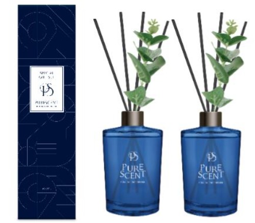 [더허브샵]  퓨레센트 실내용 디퓨저 500ml x 2P세트   전용케이스 쇼핑백B   향 선택: 블랙체리, 아카시아모링가, 아쿠아시크릿, 양재동꽃시장, 포레스트가든